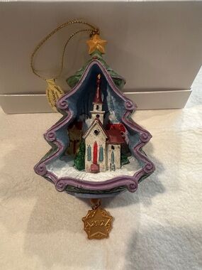 2012 Jim Shore Holiday Tree Church Ornament - O come all ye faithful